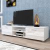 White TV Stand for 70 Inch TV Stands; Media Console Entertainment Center Television Table; 2 Storage Cabinet with Open Shelves for Living Room Bedroom