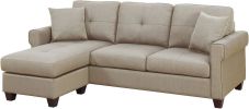 Beige Color Glossy Polyfiber Tufted Cushion Couch Sectional Sofa Chaise Living Room Furniture Reversible Sectionals Chaise