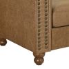 Classic Traditional Living Room Upholstered Sofa with high-tech Fabric Surface/ Chesterfield Tufted Fabric Sofa Couch, Large-Brown