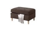 3-PCS Reversible Sectional Set Living Room Furniture Chocolate Color Chenille Couch Sofa, Reversible Chaise Ottoman