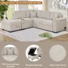 87.4" Sleeper Sofa Bed,2 in 1 Pull Out sofa bed L Shape Couch with Storage Ottoman for Living Room,Bedroom Couch and Small Apartment, Beige