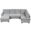 120" Modern U-Shaped Corner Sectional Sofa Upholstered Linen Fabric Sofa Couch for Living Room, Bedroom, Gray