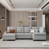 120" Modern U-Shaped Corner Sectional Sofa Upholstered Linen Fabric Sofa Couch for Living Room, Bedroom, Gray