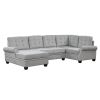 120" Modern U-Shaped Corner Sectional Sofa Upholstered Linen Fabric Sofa Couch for Living Room, Bedroom, Gray