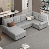 120" Modern U-Shaped Corner Sectional Sofa Upholstered Linen Fabric Sofa Couch for Living Room, Bedroom, Gray