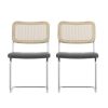 Set of 2;  Leather Dining Chair with High-Density Sponge;  Rattan Chair for Dining room;  Living room;  Bedroom;  Gray