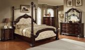 Formal Traditional 1pc Nightstand Only Brown Cherry Solid wood 3-Drawers Intricate Accents Glides Bronze Hanging Pulls Bedroom Furniture