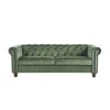 Large Sofa, Velvet Sofa Three-seat Sofa Classic Tufted Chesterfield Settee Sofa Modern 3 Seater Couch Furniture Tufted Back for Living Room (Green)