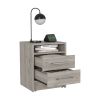 Eter Nightstand; Superior Top; Two Drawers -Light Gray