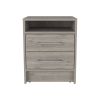 Eter Nightstand; Superior Top; Two Drawers -Light Gray