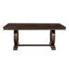 Modern Traditional 1pc Dining Table with Self Storing Extension Leaf Dark Cherry Finish Ring Shape Base Dining Furniture