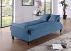 Contemporary Living Room Adjustable Sofa Blue Burnt-Out Fabric Couch Plush Storage Couch 1pc Futon Sofa w Pillows Tufted Back Rolled Arms