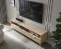 LED TV Stand LED Entertainment Center with Storage Modern LED Media Console Tables LED TV Cabinet for Living Room, Bedroom and Office Wood