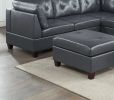 Contemporary Genuine Leather Black Tufted 8pc Sectional Set 3x Corner Wedge 3x Armless Chair 2x Ottomans Living Room Furniture Sofa Couch