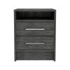 Eter Nightstand; Superior Top; Two Drawers -Smokey Oak