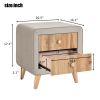 Upholstered Wooden Nightstand with 2 Drawers,Fully Assembled Except Legs and Handles,Bedside Table with Rubber Wood Leg-Beige