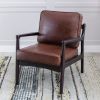 Wood Frame Armchair, Easy Assembly Mid Century Modern Accent Chair Lounge Chair for Living Room, Bedroom, Home Office,Brown PU