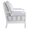 White and Navy Upholstered Stripe Accent Chair