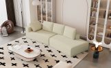 125" Stylish Chaise Lounge Modern Indoor Lounge Sofa Sleeper Sofa with Clean Lines for Living Room, Beige