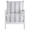 White and Navy Upholstered Stripe Accent Chair