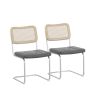 Set of 2;  Leather Dining Chair with High-Density Sponge;  Rattan Chair for Dining room;  Living room;  Bedroom;  Gray