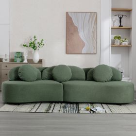 103.9" Modern Living Room Sofa Lamb Velvet Upholstered Couch Furniture for Home or Office, (Color: Green)