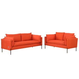 2 Piece Sofa Sets Modern Linen Fabric Upholstered Loveseat and 3 Seat Couch Set Furniture for Different Spaces; Living Room; Apartment(2+3 seat) (Color: pic)