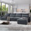 U_Style Modern Large L-Shape Feather Filled Sectional Sofa, Convertible Sofa Couch with Reversible Chaise for Living Room