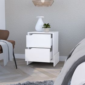 Nightstand Brookland, Bedside Table with Double Drawers and Sturdy Base, White Finish (Color: as Pic)