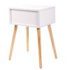 Mid Century Modern Nightstand;  Wood Bed Side Table with Drawer;  End Table for Living Rooms Bedrooms;  Home Furniture;  White and Natural