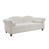 Classic Traditional Living Room Upholstered Sofa with high-tech Fabric Surface/ Chesterfield Tufted Fabric Sofa Couch, Large-White.