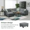 112*87" Sectional Sofa Couches Living Room Sets, 7 Seats Modular Sectional Sofa with Ottoman, L Shape Fabric Sofa Corner Couch Set with 3 Pillows