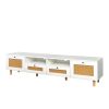 Farmhouse TV Stand Modern Wood Media Entertainment Center Console Table with 2 Doors and 2 Open Shelves