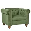 PHOYAL Large CHAIR, Velvet Sofa Classic Tufted Chesterfield Settee Sofa Modern 1 Seater Couch Furniture Tufted Back for Living Room (Green)