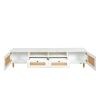 Farmhouse TV Stand Modern Wood Media Entertainment Center Console Table with 2 Doors and 2 Open Shelves