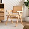 Vintage Solid Wood Rattan Chair, Arm Chair,Dining Chiar, For Dining Room, living Room, Outdoor, Natural