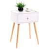 Mid Century Modern Nightstand;  Wood Bed Side Table with Drawer;  End Table for Living Rooms Bedrooms;  Home Furniture;  White and Natural