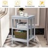 Set of 2 Multifunctional 3-Tier Nightstand Sofa Side Table with Reinforced Bars and Stable Structure