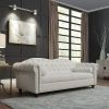 Classic Traditional Living Room Upholstered Sofa with high-tech Fabric Surface/ Chesterfield Tufted Fabric Sofa Couch, Large-White.