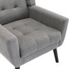 Modern Soft Linen Material Ergonomics Accent Chair Living Room Chair Bedroom Chair Home Chair With Black Legs For Indoor Home