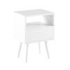 15.75" Rattan End table with drawer and solid wood legs, Modern nightstand, side table for living room, bedroom